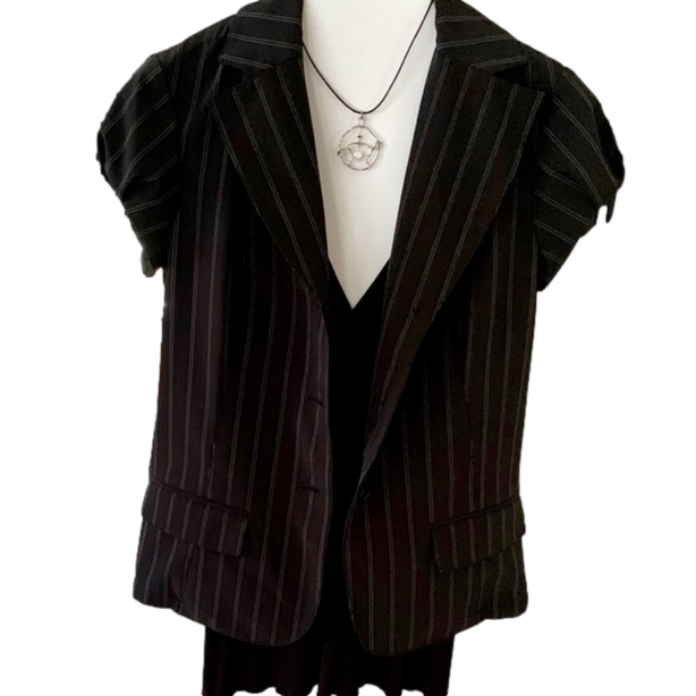 YANSI FUGEL Silk Pinstriped Blazer